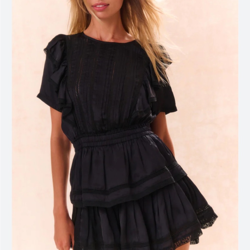 LoveShackFancy Black Natasha Dress Mini